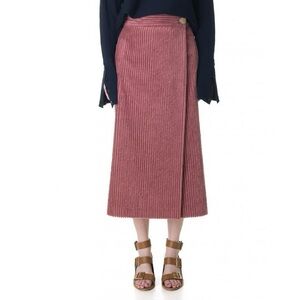 TIBI Corduroy Wrap Midi Skirt Pink in Size 2